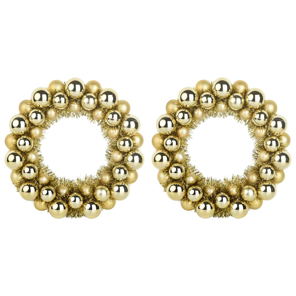 Christmas Ball Wreathes 2 pcs Gold 33 x 33 x 7 cm Polystyrene